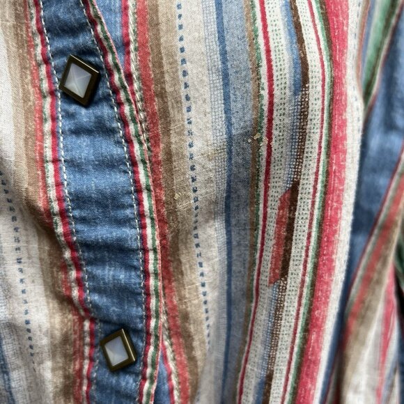 LRL Ralph Lauren Jeans Co. Size XL Cotton Striped Aztec Western Pearl Snap - Picture 6 of 7